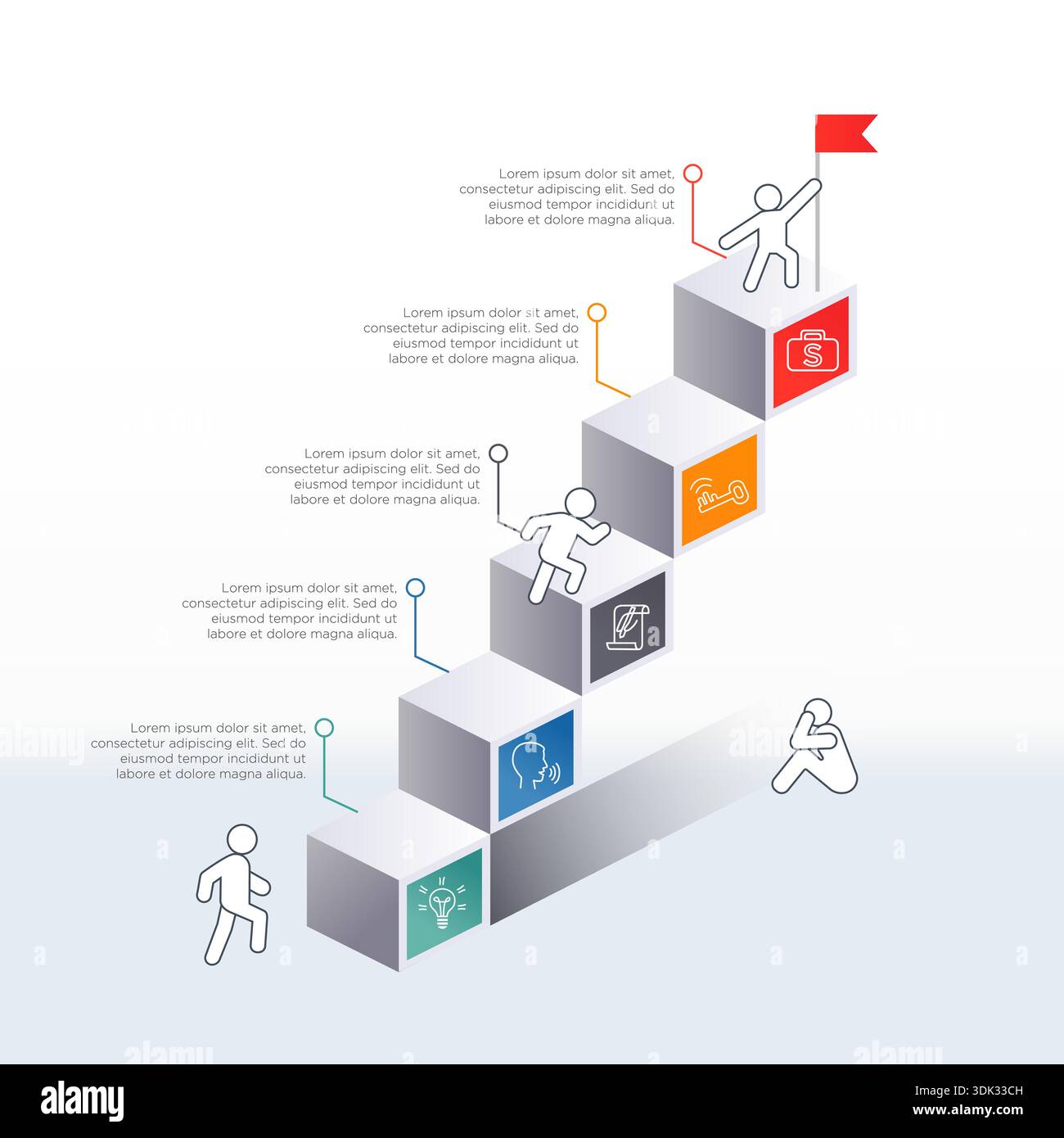 Step Ladder Success Icon Infographics. Ladder of success. Symbol of the little men climbing up ...