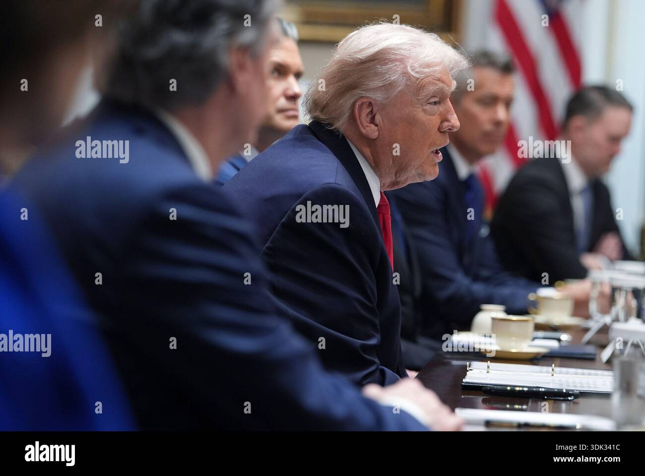 President Donald Trump speaks during a cabinet meeting at the White ...
