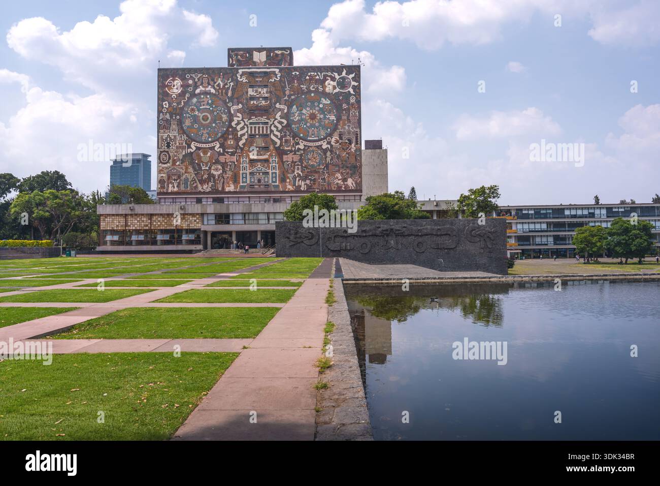 Central Library at National Autonomous University of Mexico main campus - UNAM - Mexico City, Mexico Stock Photo