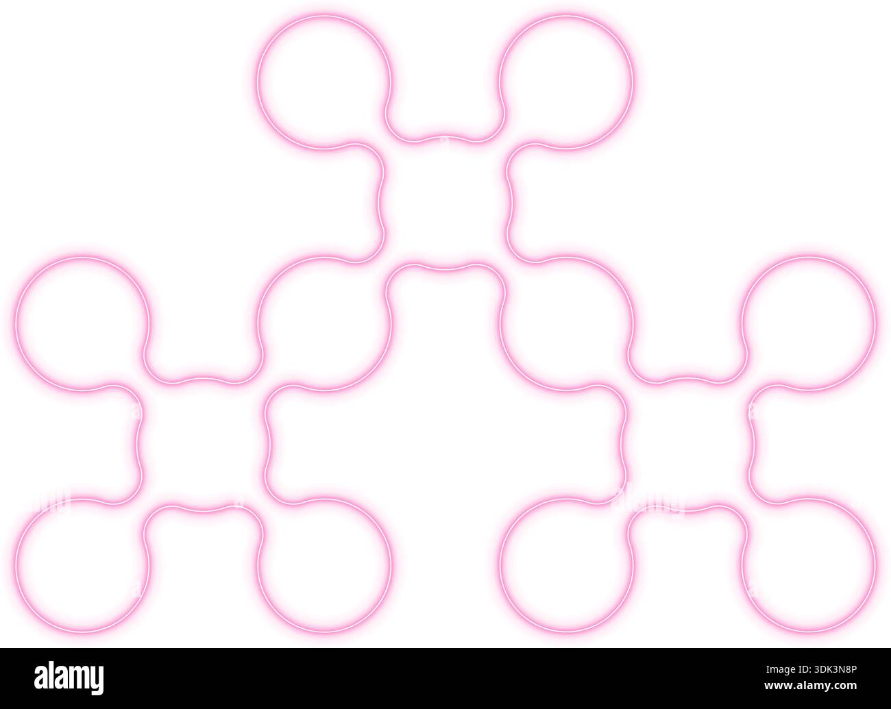 Long alternating alignment of gradient neon circles forming a rhythmic linear sequence. Stock Vector