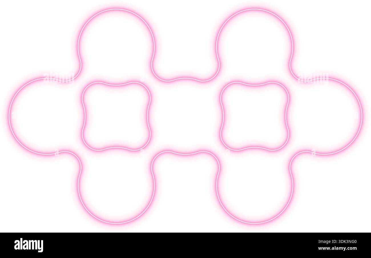 Staggered linear cluster of gradient neon circles creating an offset modular pattern. Stock Vector