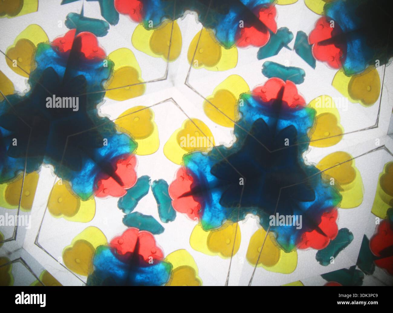 Colorful background formed within a kaleidoscope, Pattern 3 Stock Photo