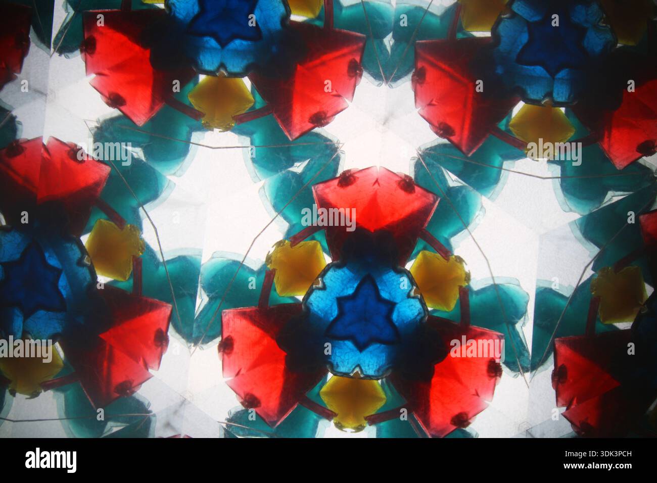 Colorful background formed within a kaleidoscope, Pattern 1 Stock Photo