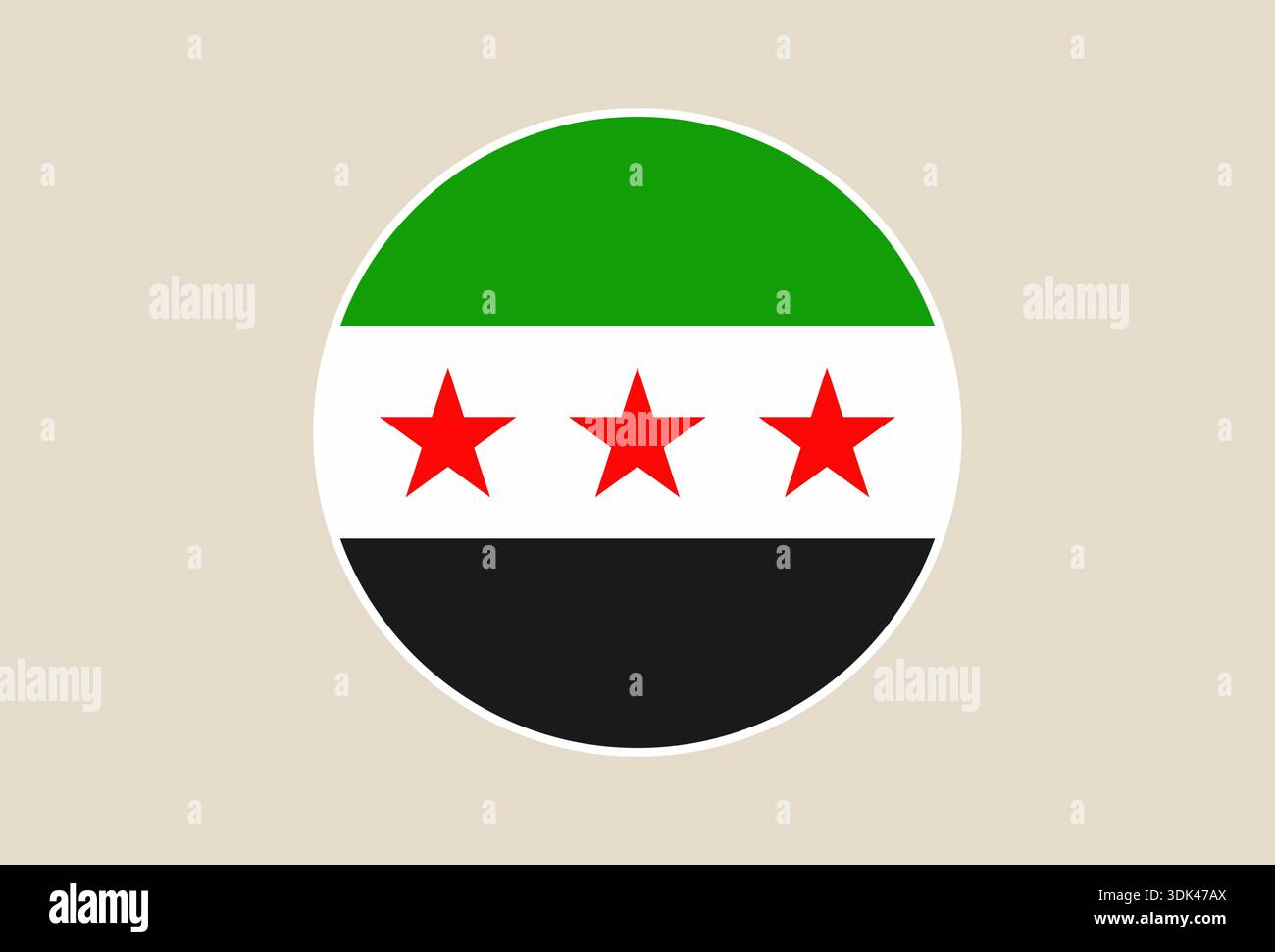 Official Syrian Republic Flag Icon Depicted in a Modern Circular Design ...