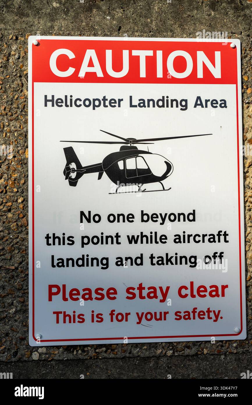 A warning sign at university hospital Southampton 'Caution Helicopter ...
