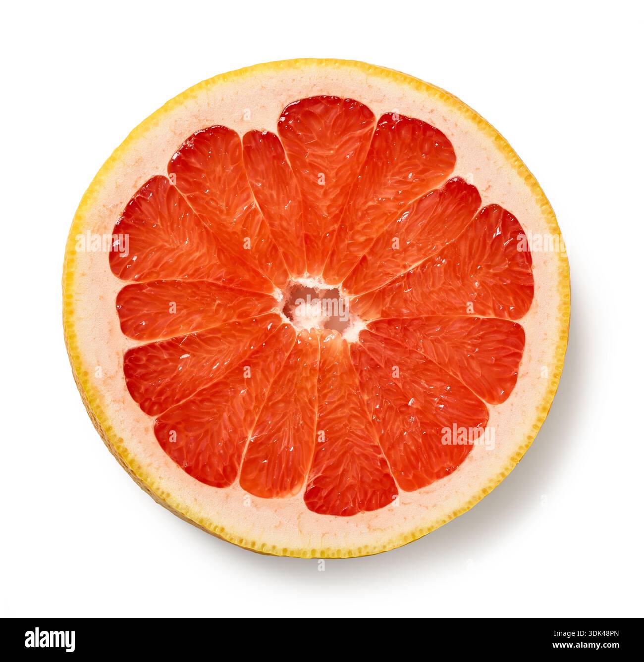 red grapefruit slice isolated on white background, top view Stock Photo