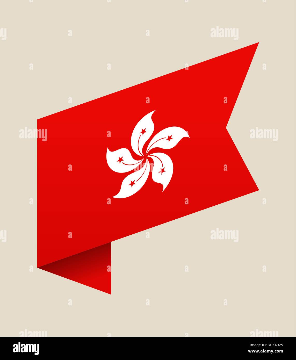 Red Hong Kong Flag Banner Vector Design Featuring White Bauhinia Flower ...