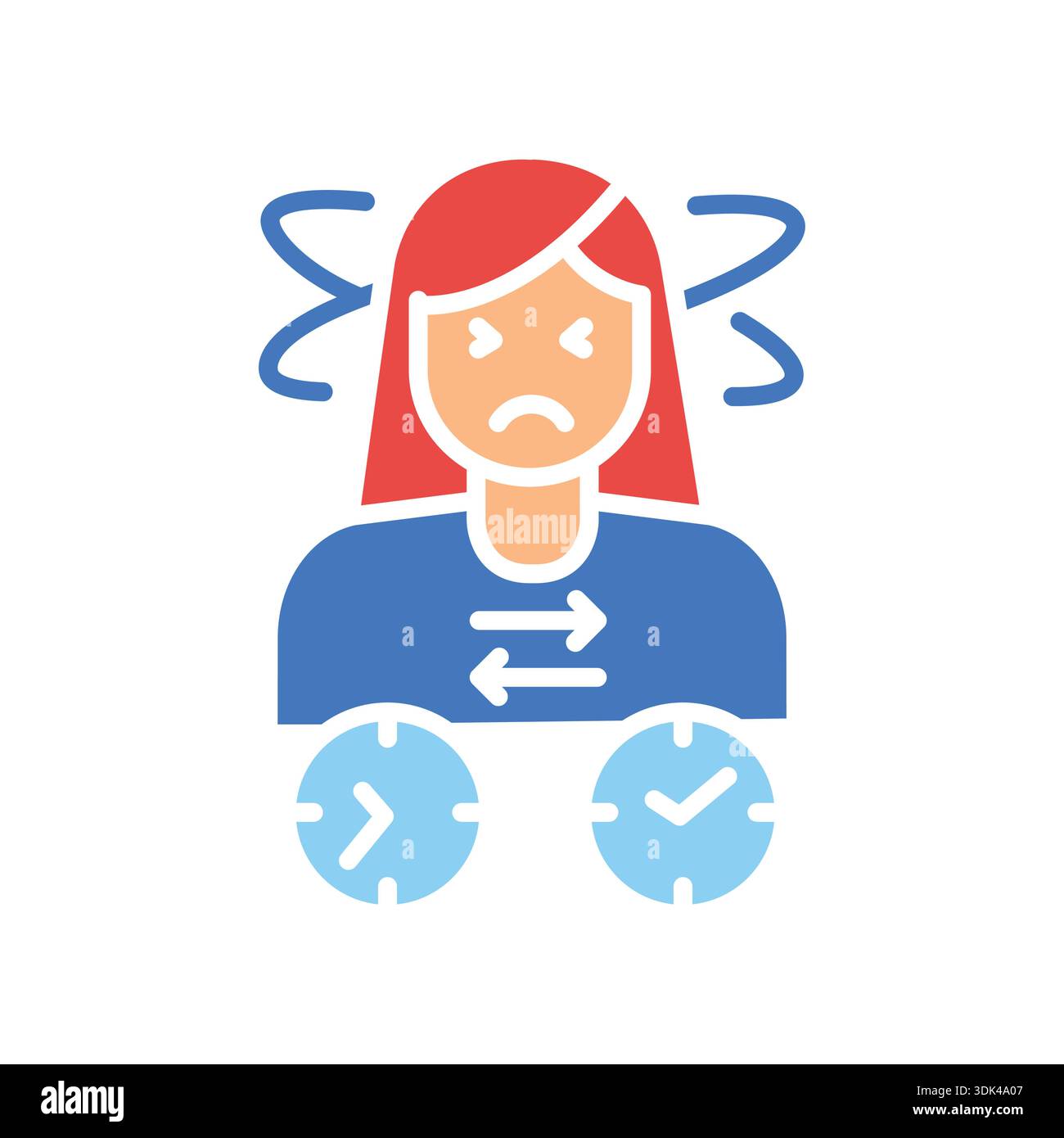 jet lag crew color flat icon. Vector isolated element. Editable stroke. Stock Vector