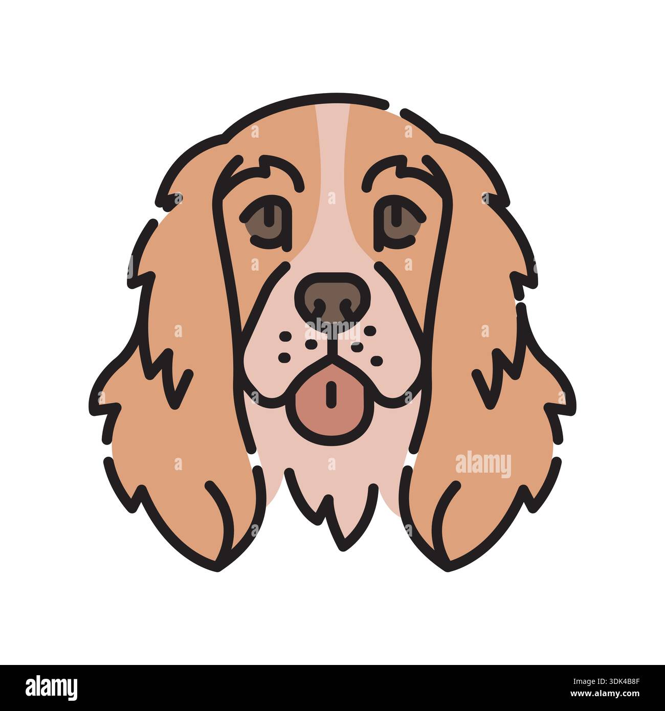 cocker spaniel black line icon for digital and print projects. Dog ...