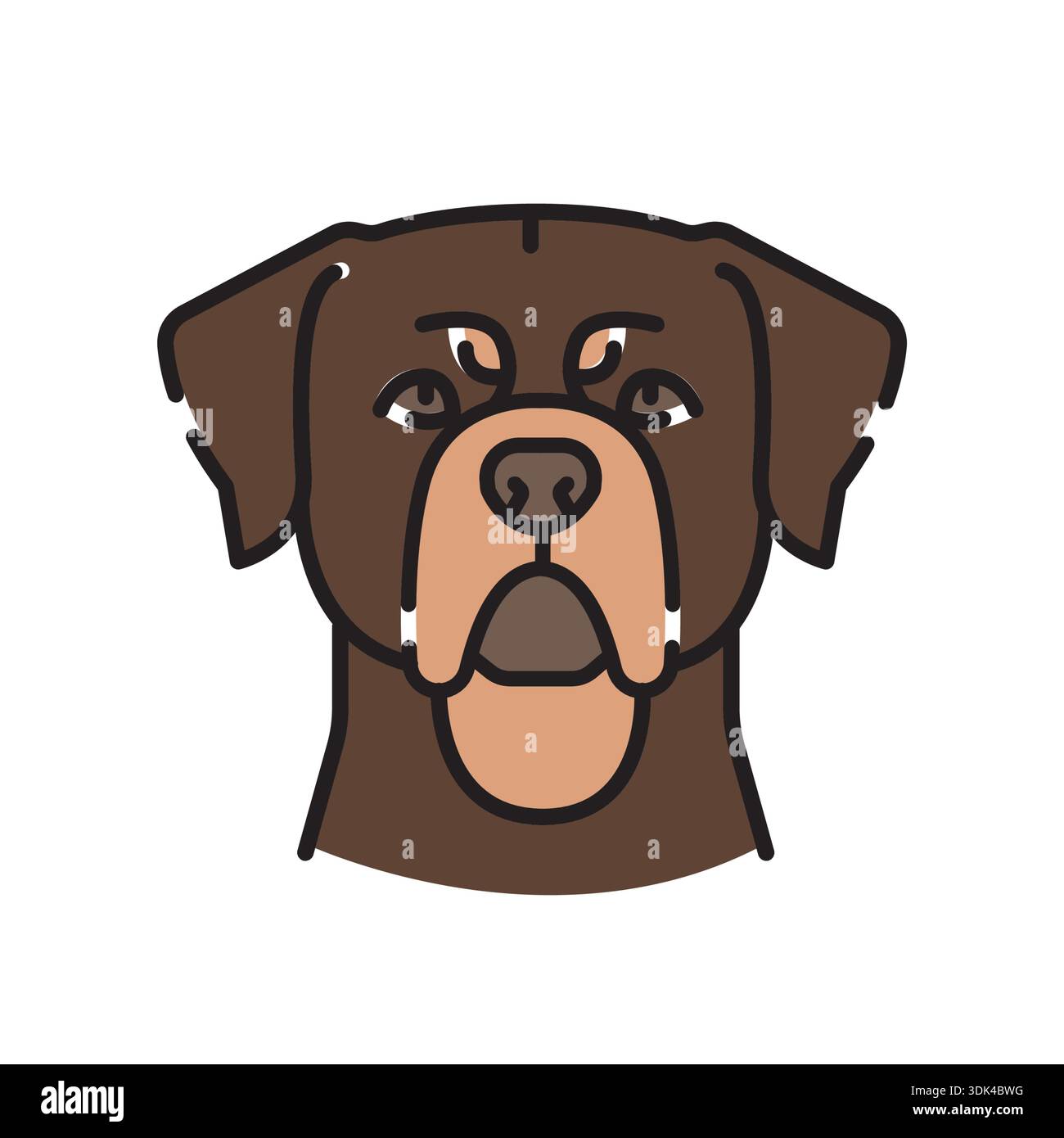 rottweiler black line icon for digital and print projects. Dog breed ...
