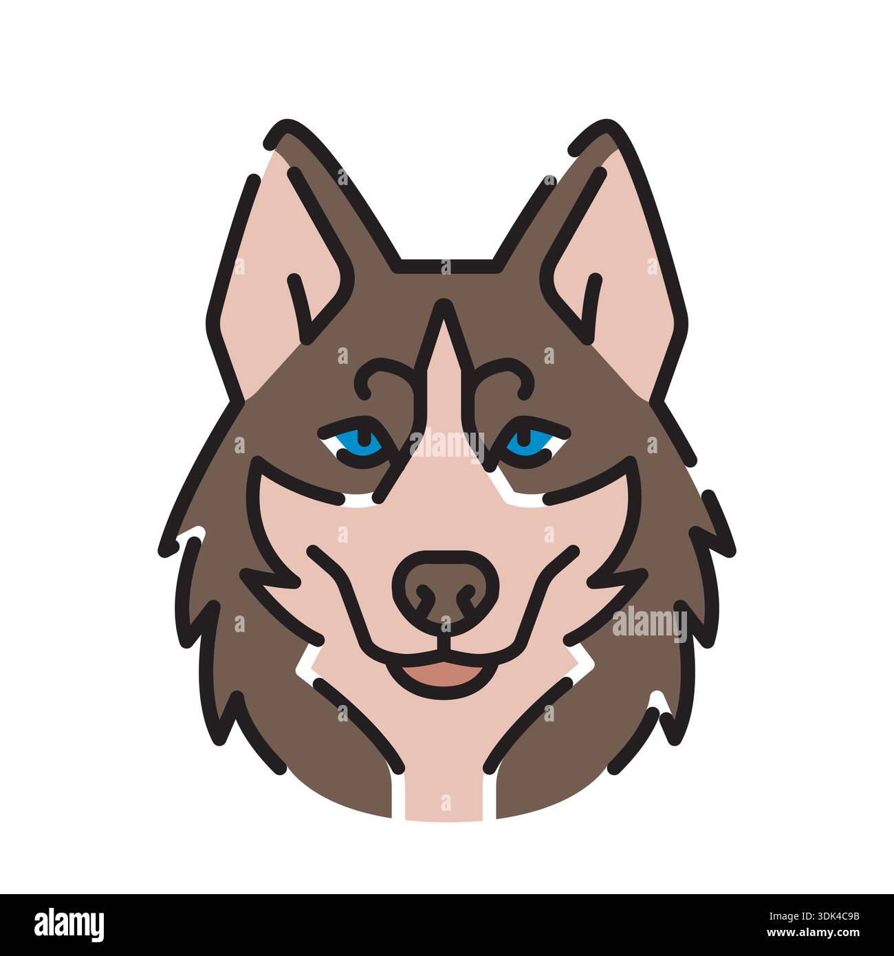 siberian husky black line icon for digital and print projects. Dog ...