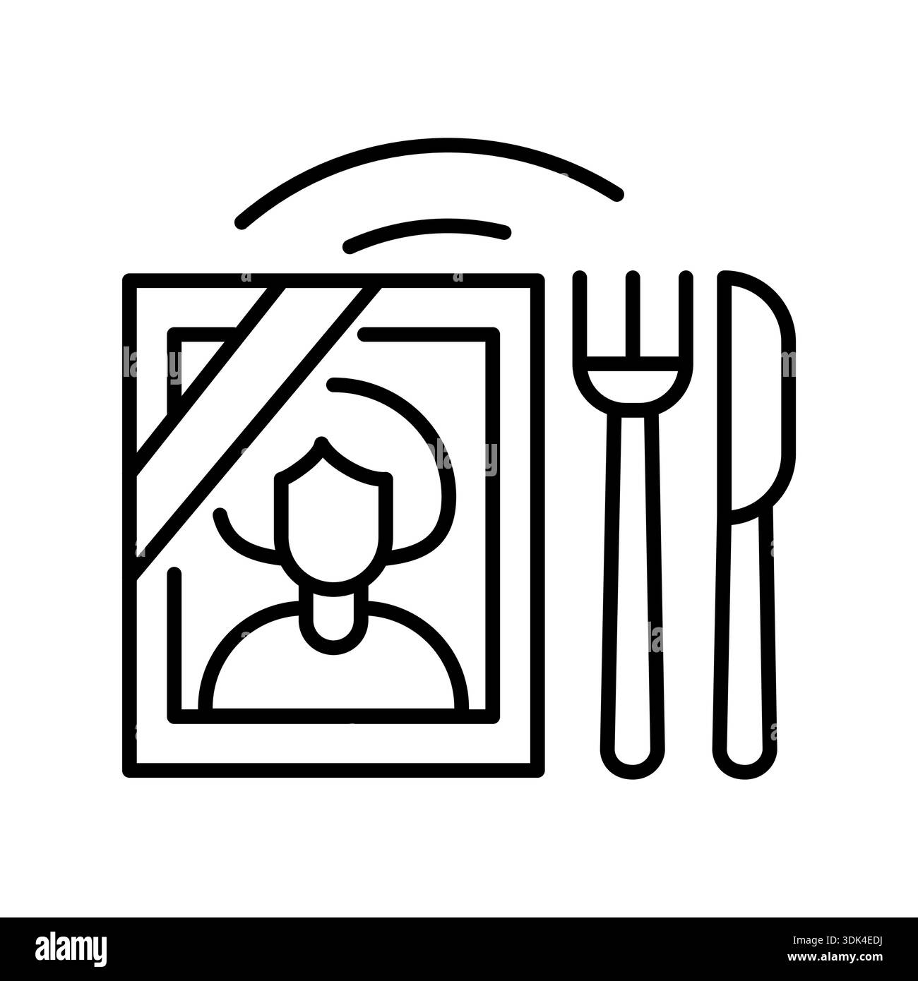 memorial meal black line icon. Vector isolated element. Editable stroke. Stock Vector