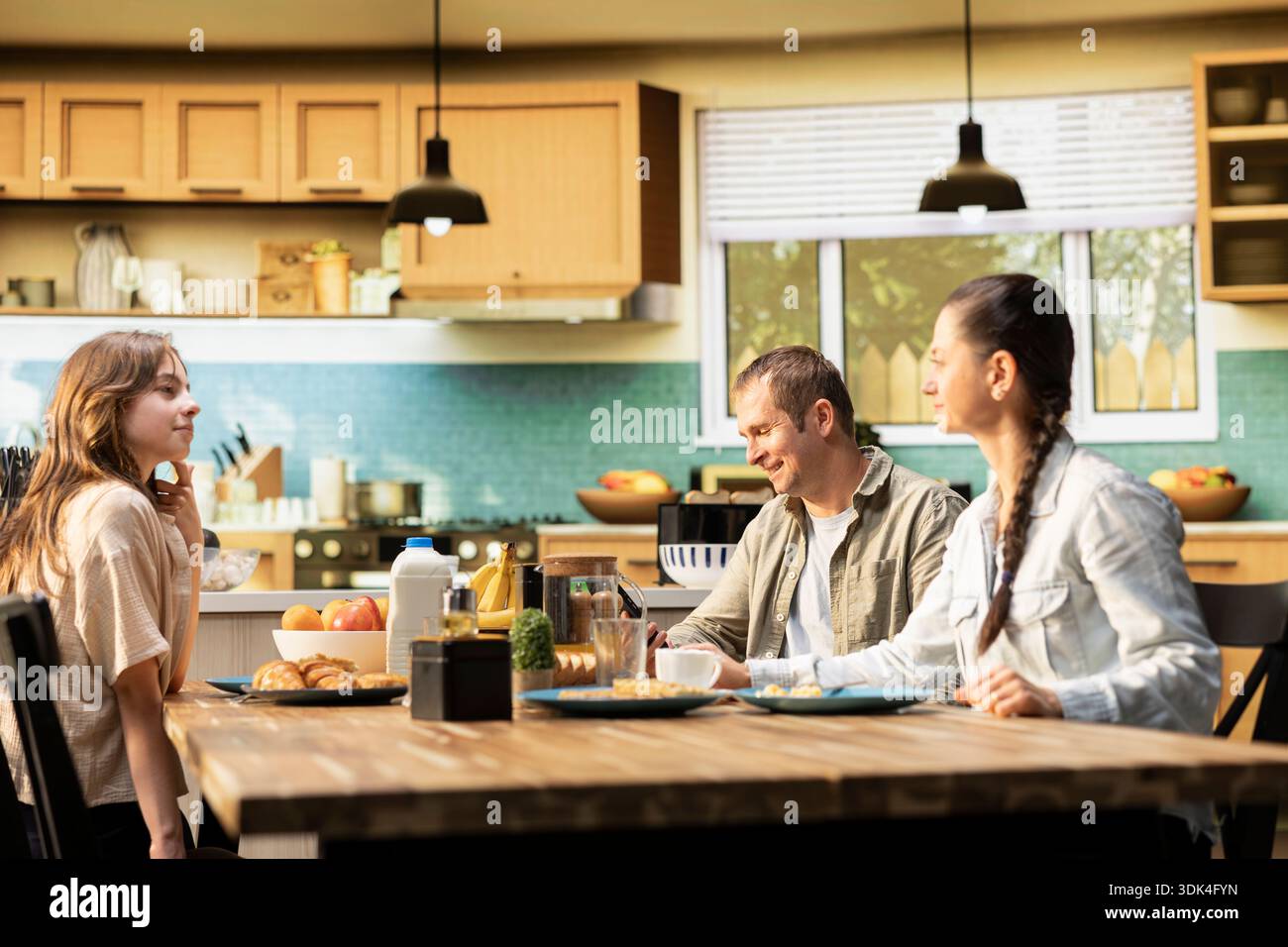Preoccupied father ignoring family absorbed hi-res stock photography ...