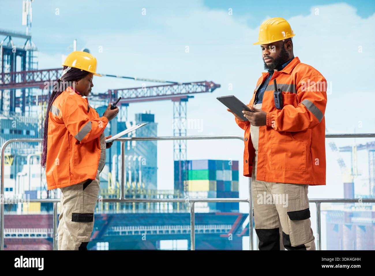 Drilling rig technicians tracking oil hi-res stock photography and ...