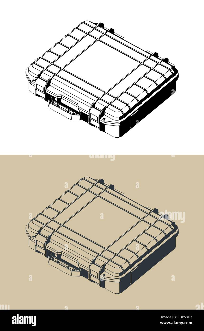 Durable plastic case for tools or other equipment isometric stylized vector illustrations Stock Vector