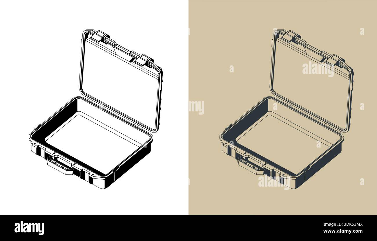 Durable plastic case for tools or other equipment isometric stylized vector illustrations Stock Vector