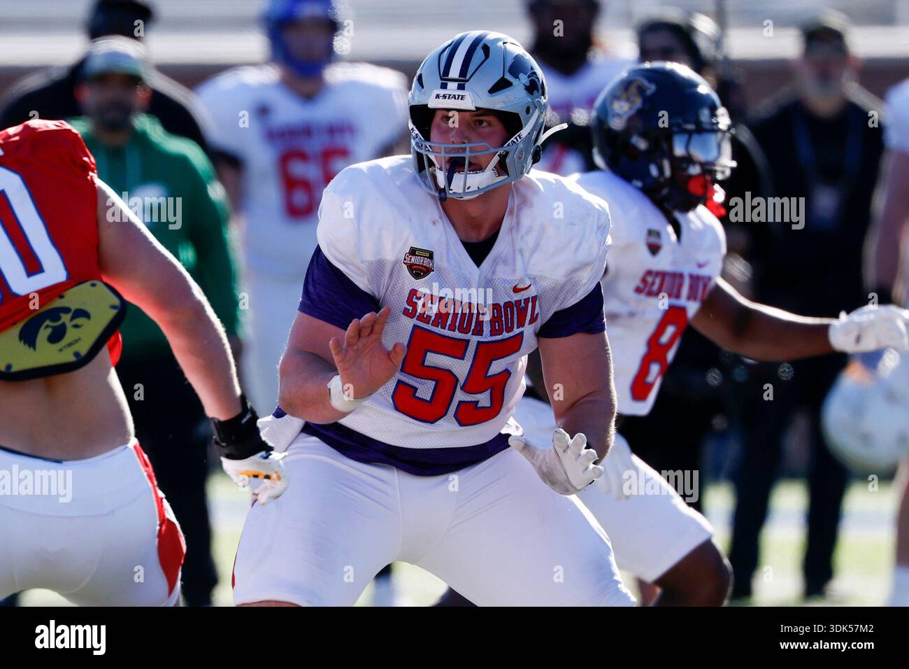 National Team offensive lineman Samuel Hecht (55), of Kansas State ...