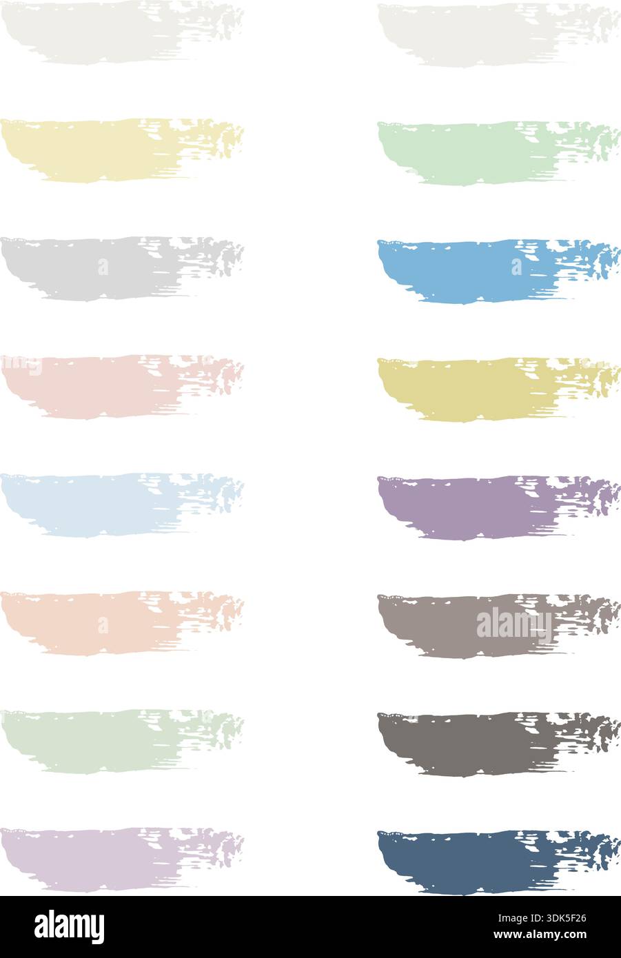 Vector paint brush strokes set in sixteen soft pastel and shadow colors ...