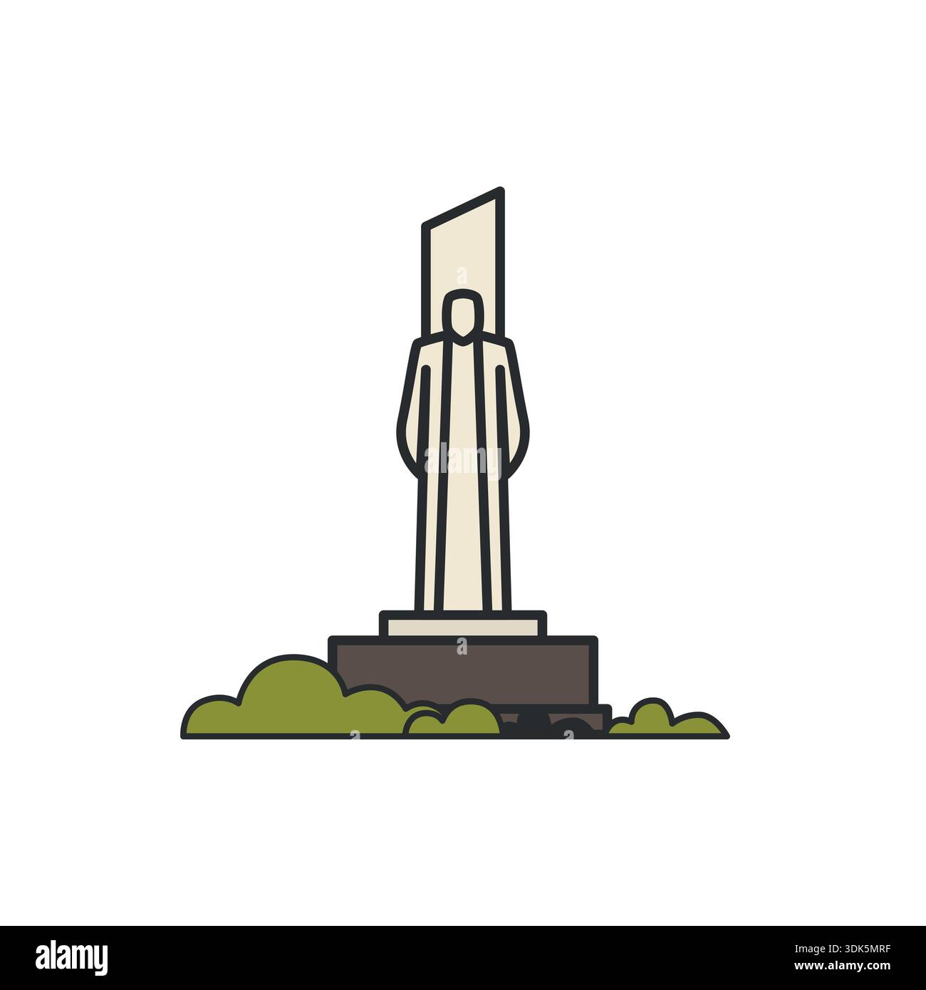 Statue Vector Image Monument statue on a pedestal with bushes around. Vector illustration ...