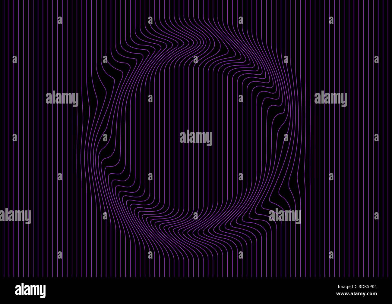 Abstract warped violet lines forming distorted circle shape, tech minimal background. Vector geometric pattern design Stock Vector