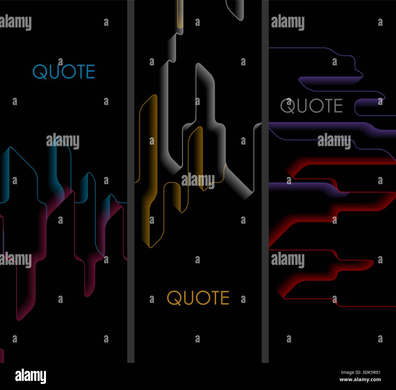 Multicolored dark abstract geometric tech vertical banners. Minimal shapes concept vector design Stock Vector