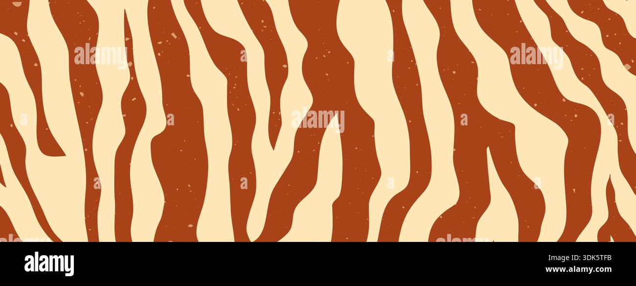 Zebra groovy horizontal warm color background. Stock Vector