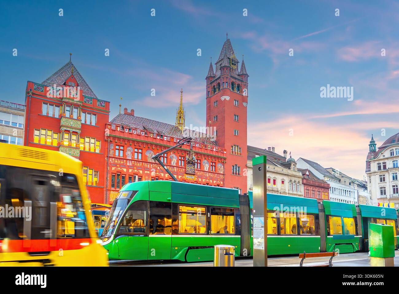 Basel Town Hall in old town Basel city skyline, city scape of ...