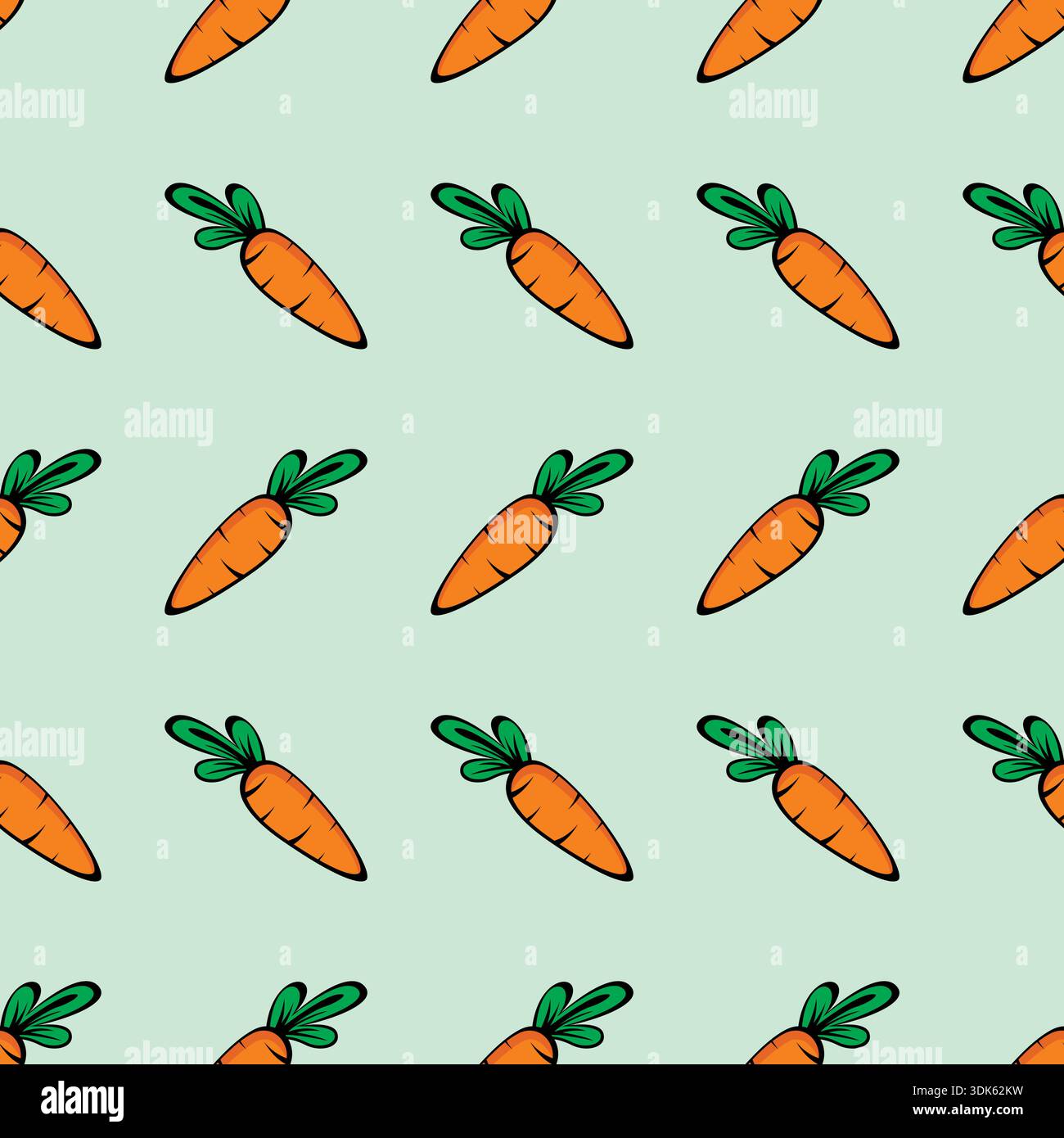 Carrot Seamless Pattern. carrot design with flat style on green background Stock Vector