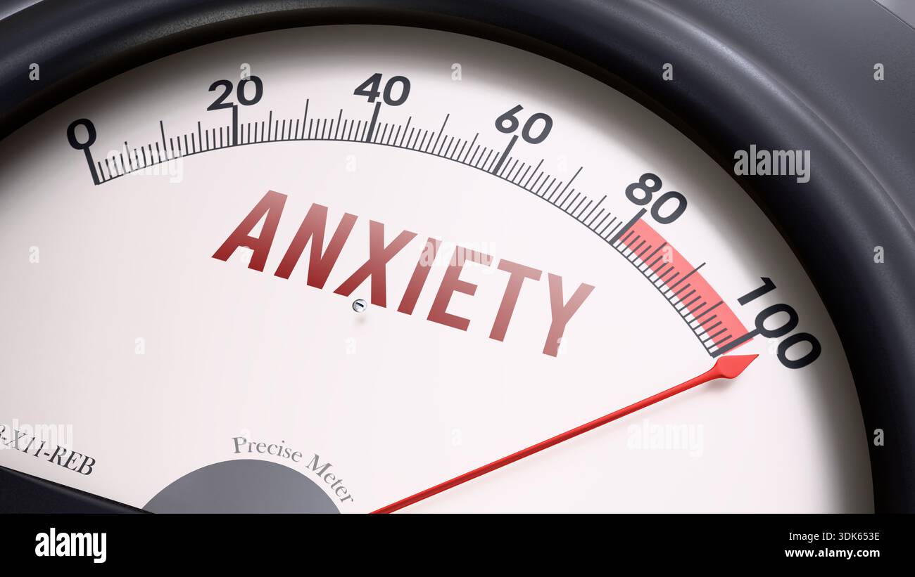 Anxiety that is hitting a full scale, rising values, showing a very ...