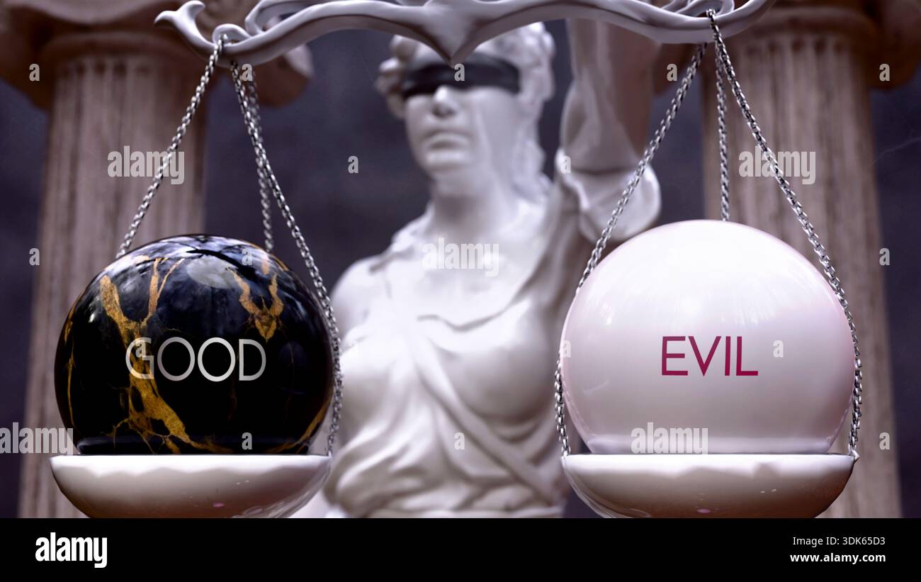 Good or Evil as a choice, two options to choose from. Greek statue ...
