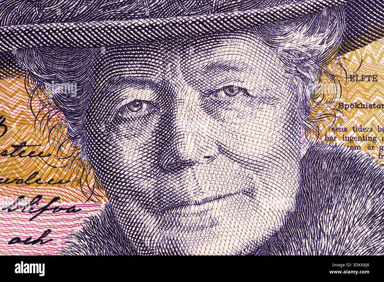 Selma Lagerlof a closeup portrait from old Swedish money - Krona Stock ...