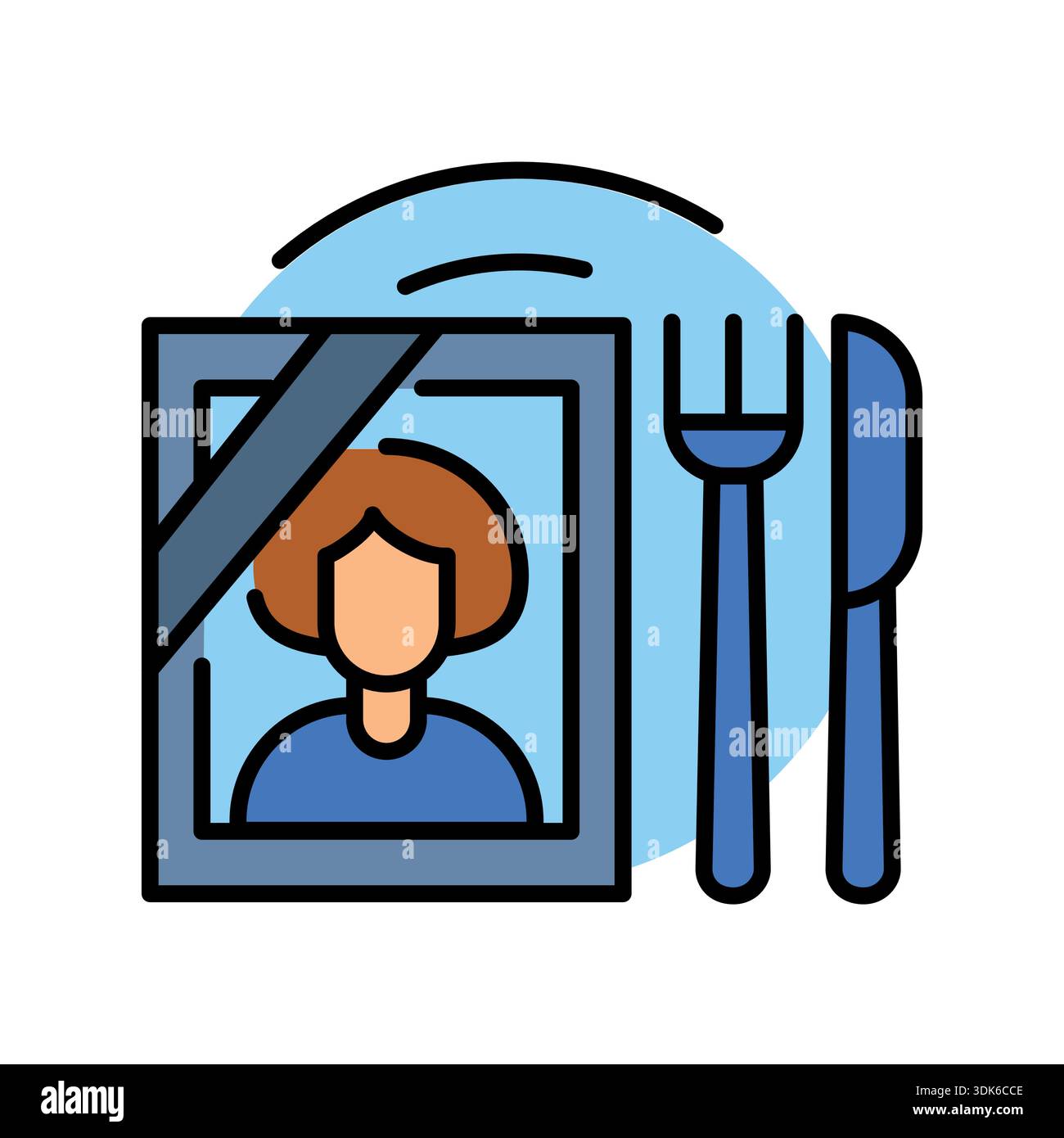 memorial meal black line icon. Vector isolated element. Editable stroke. Stock Vector