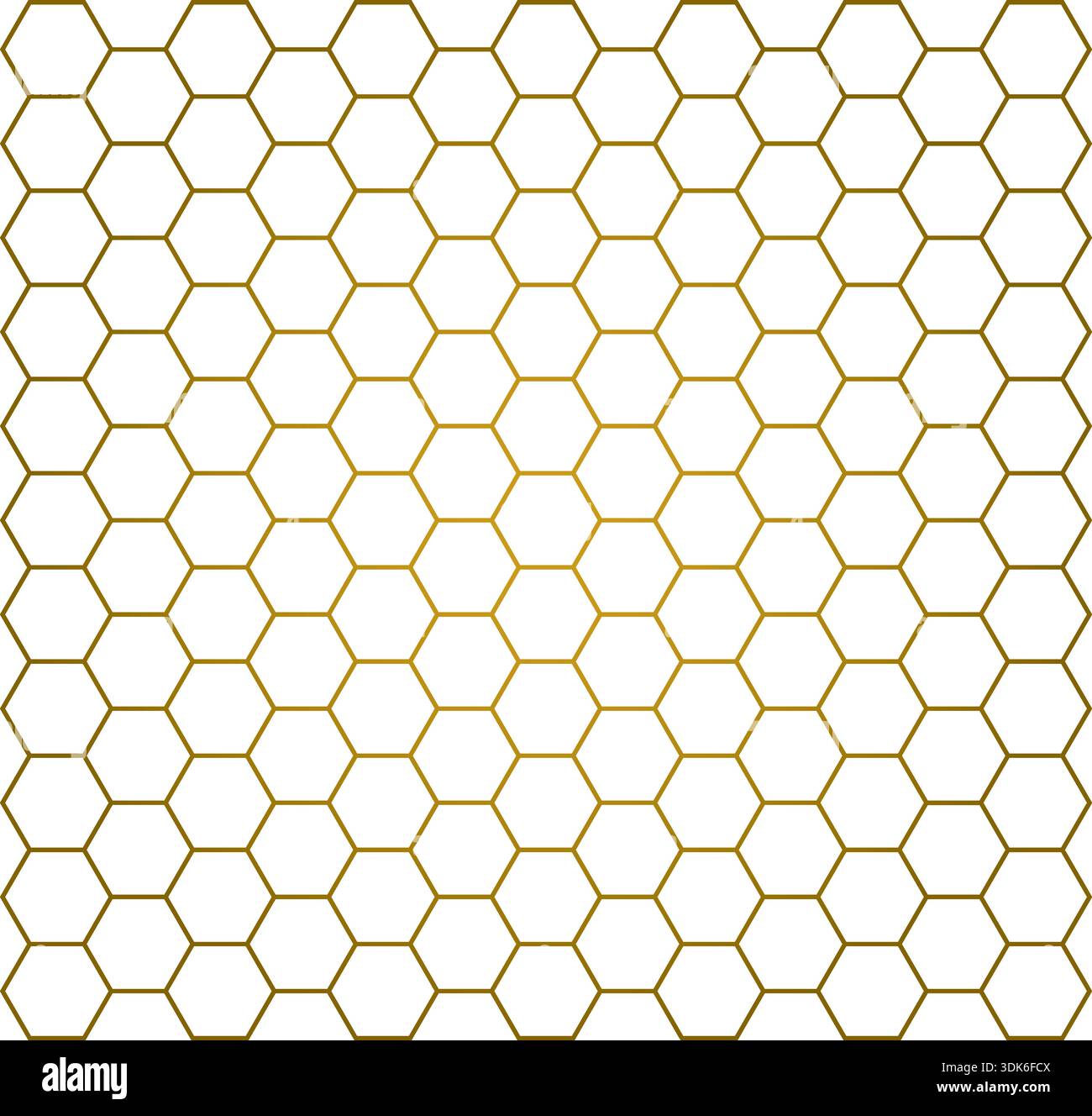 Hexagonal honeycomb pattern – minimalist geometric golden and white background - vector Stock Vector
