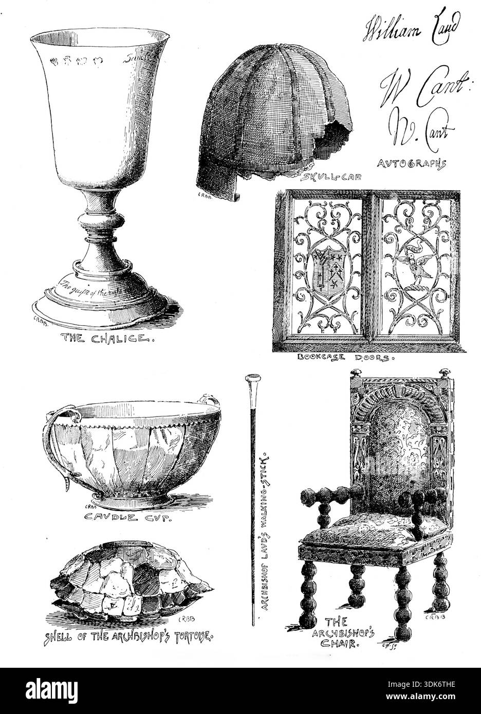 Relics of Archbishop Laud, 1895. 'The Chalice; Caudle Cup; Shell of the ...