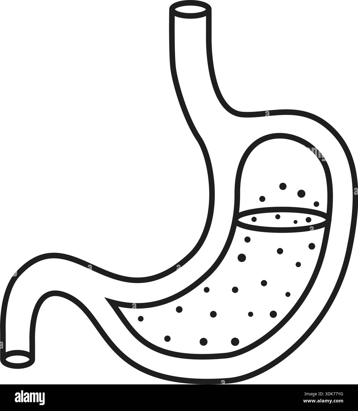 Gerd stomach icon in outline flat style. Reflux vector illustration on ...