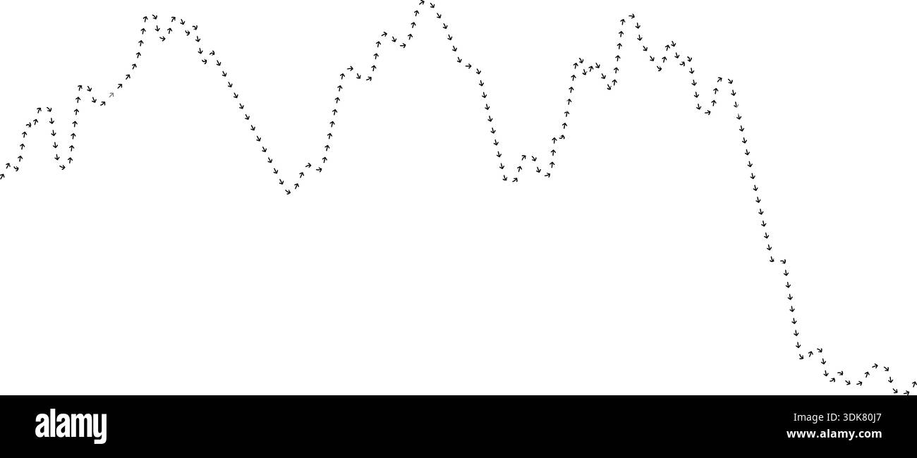 Arrow path line chart representing continuous data flow. Stock Vector