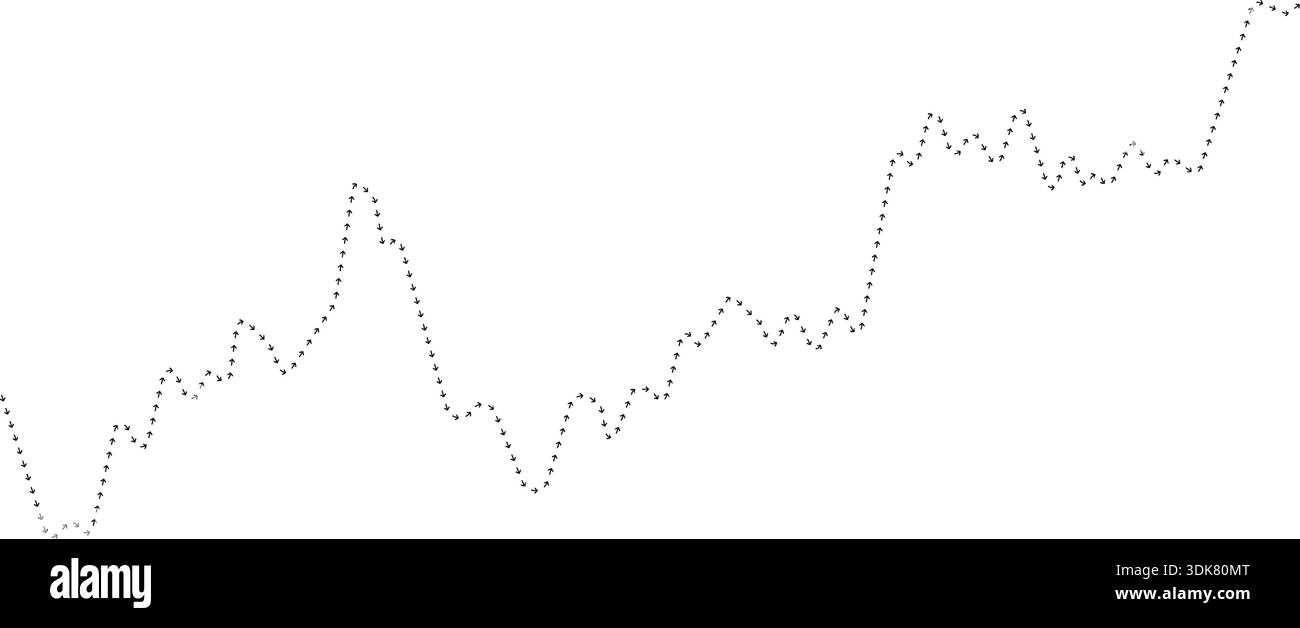 Arrow path line chart representing upward growth movement. Stock Vector