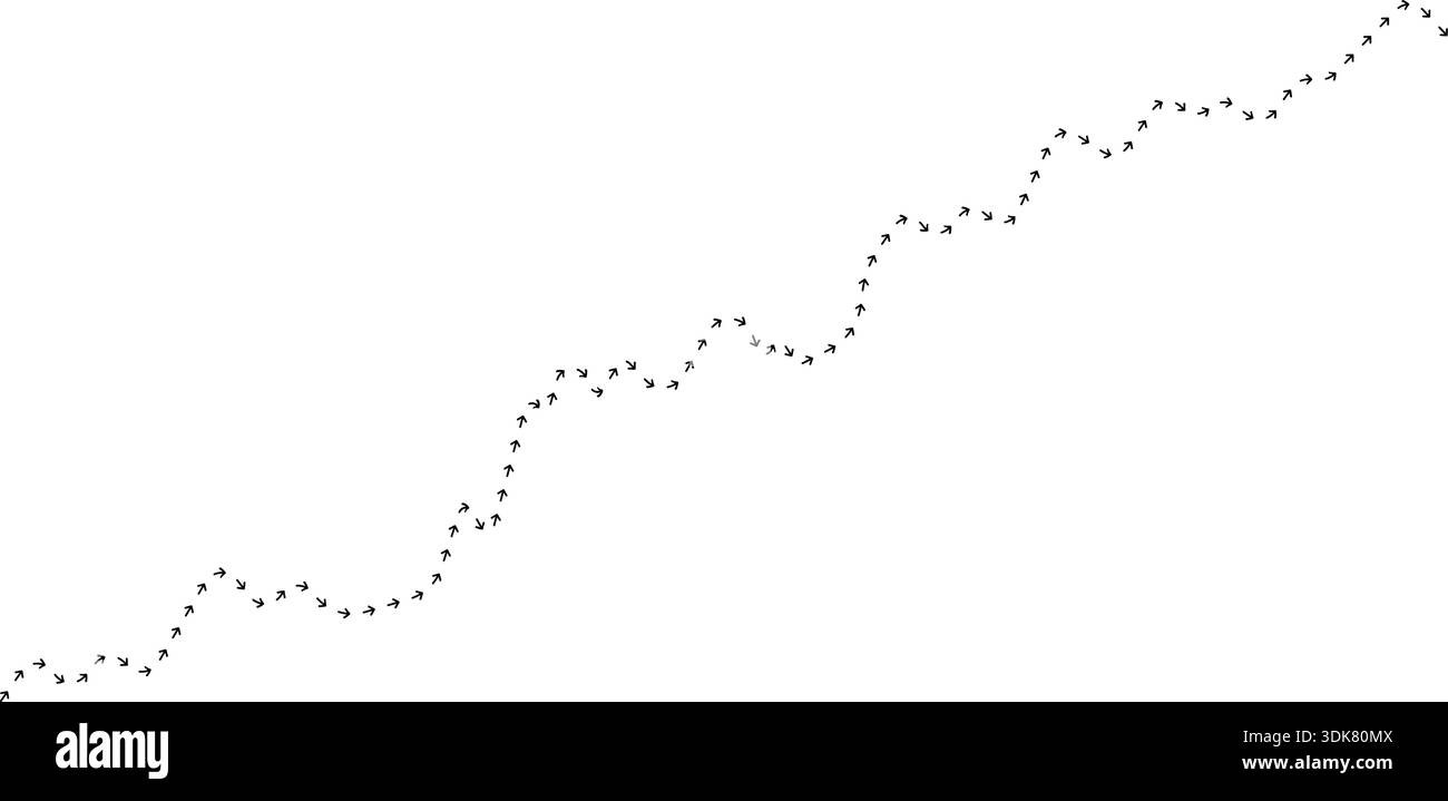 Arrow path line chart representing stock market trend direction. Stock Vector