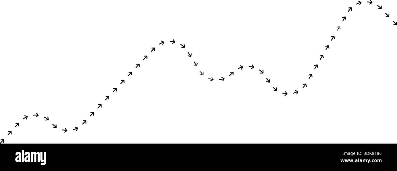 Arrow path line chart representing stock trend direction. Stock Vector