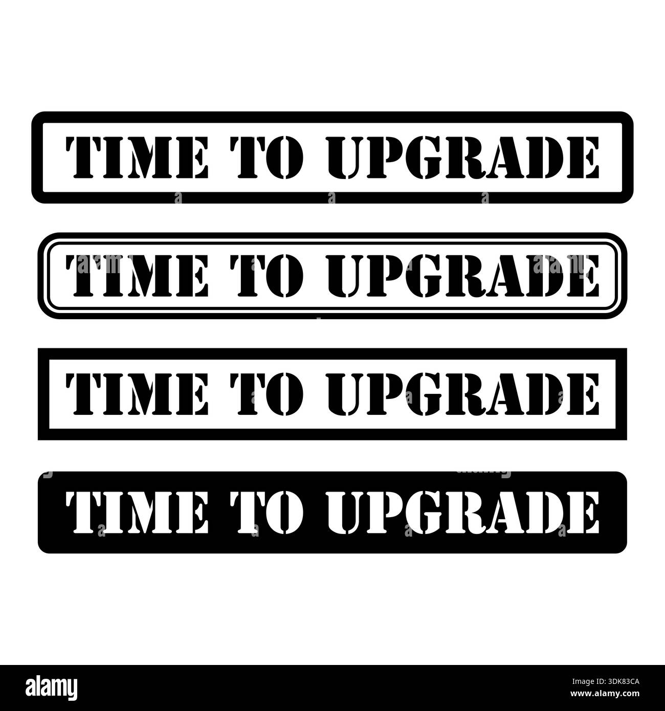 Set of Time to upgrade stamp symbol, label sticker sign button, text ...