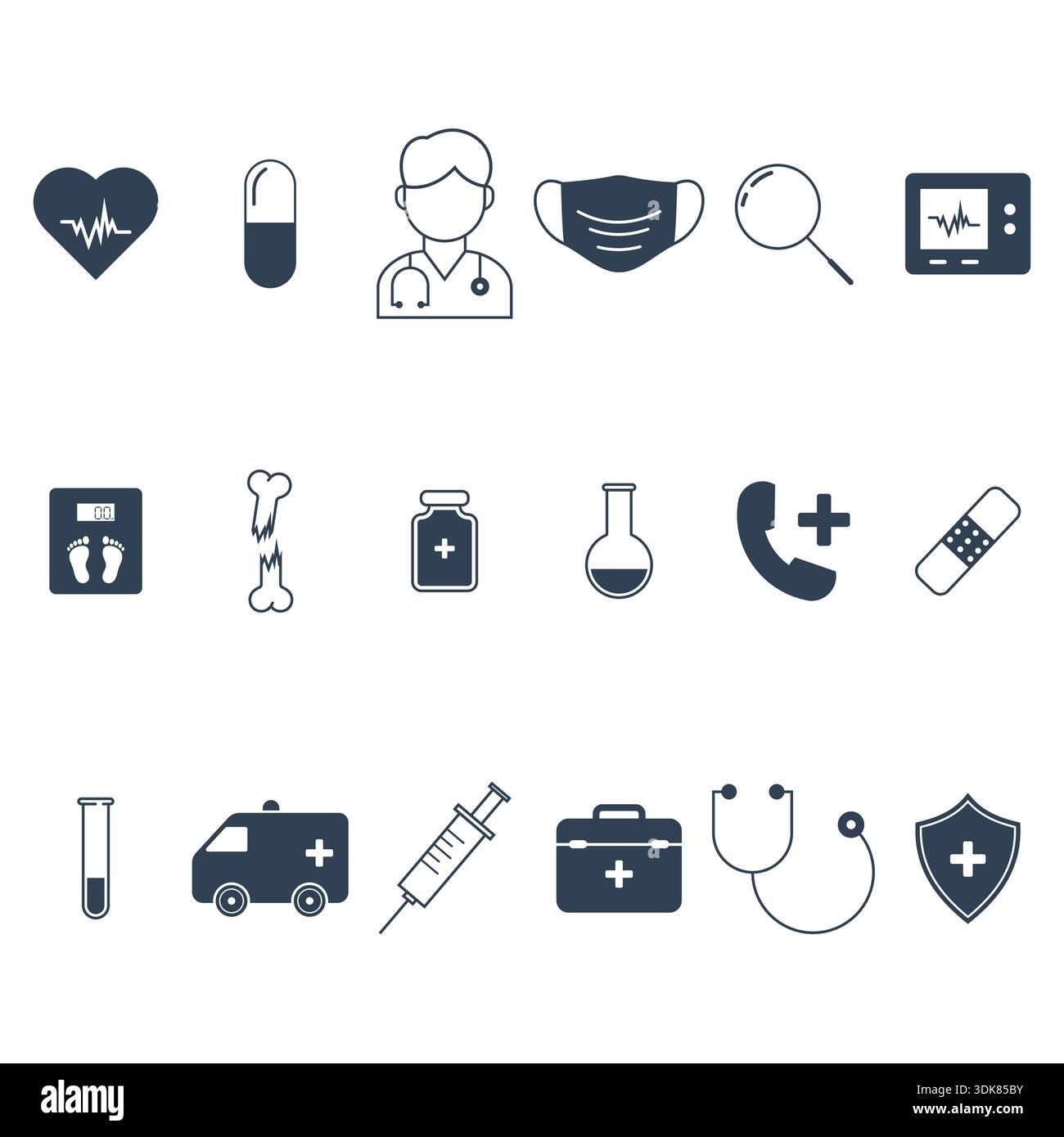 Medical Icon Set Isolated on White Background Stock Vector