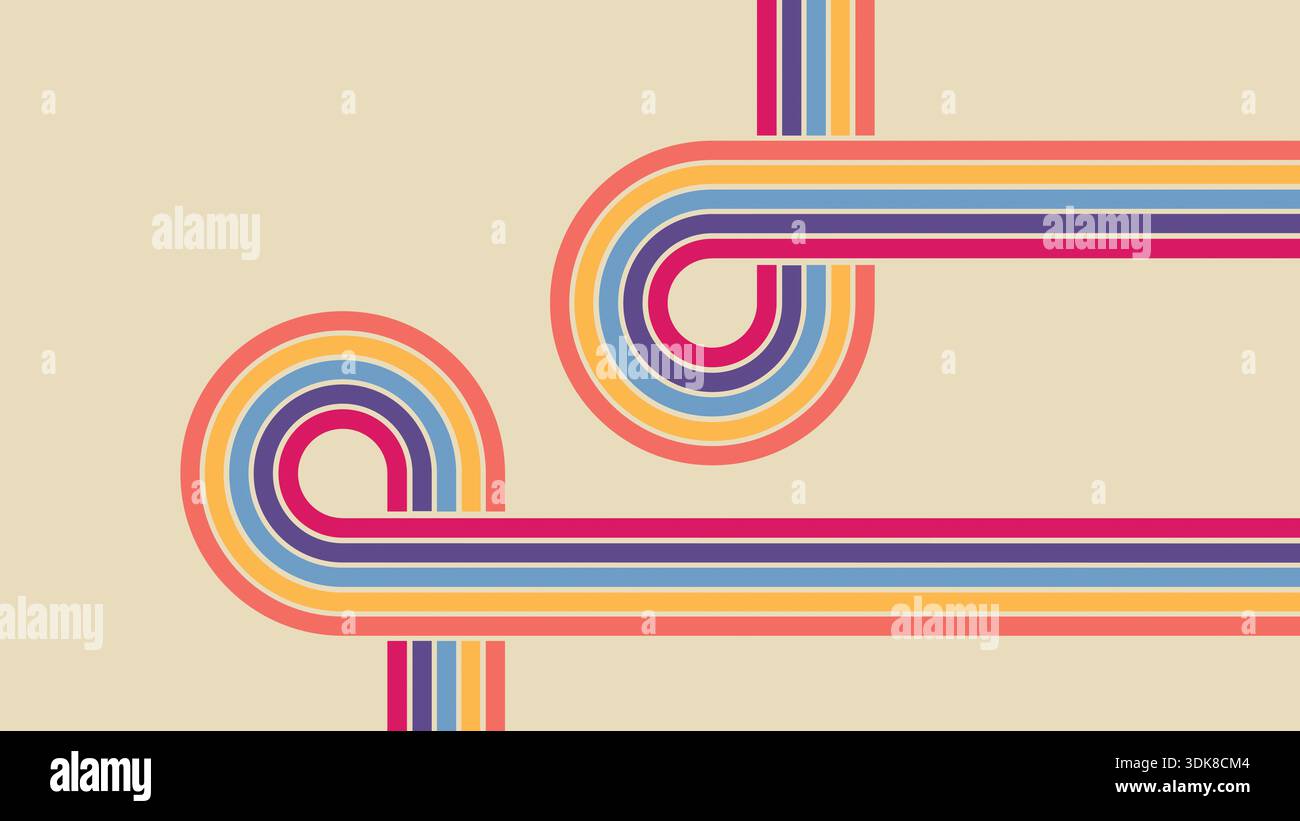 colorful stripes creating a vintage geometric pattern Stock Photo