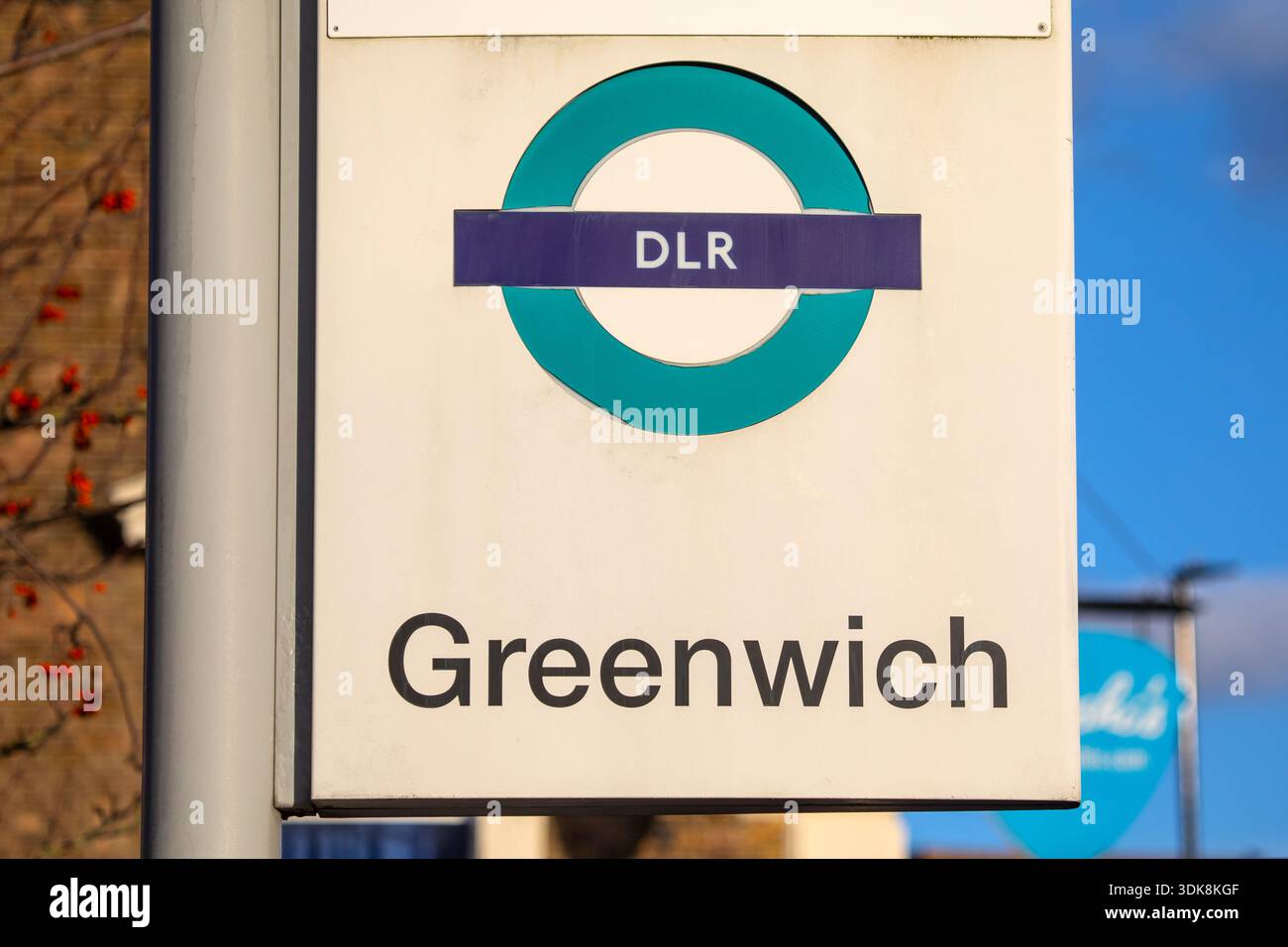 London, UK - January 20th 2026: Close-up of a DLR sign outside ...