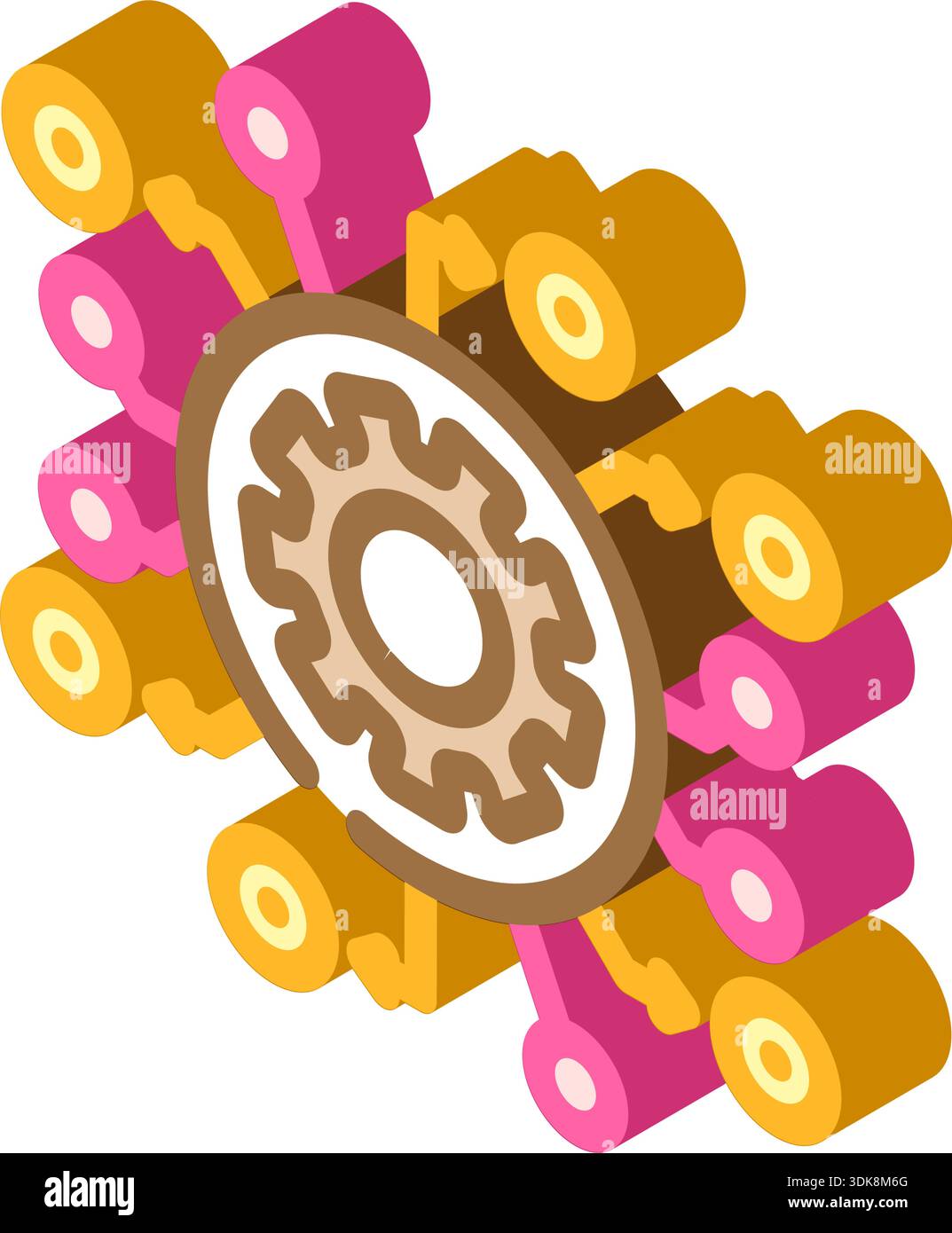 Neural network processing data with machine learning gear Stock Vector ...