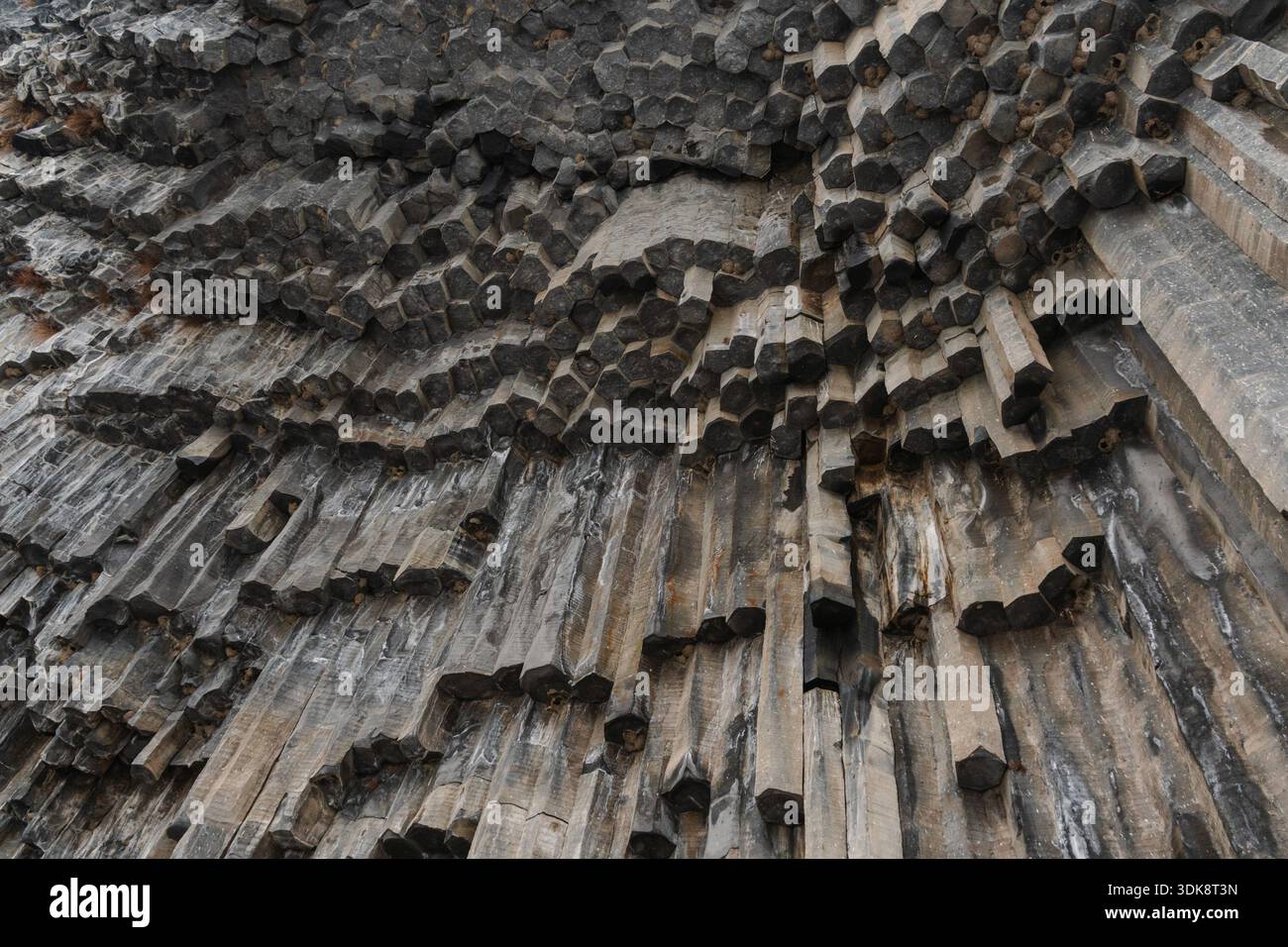 Vertical basalt columns form dense geometric patterns at the Symphony ...