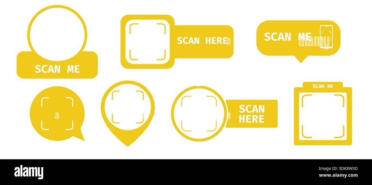 Qr scan code frame, template. QR code with inscription scan me with ...