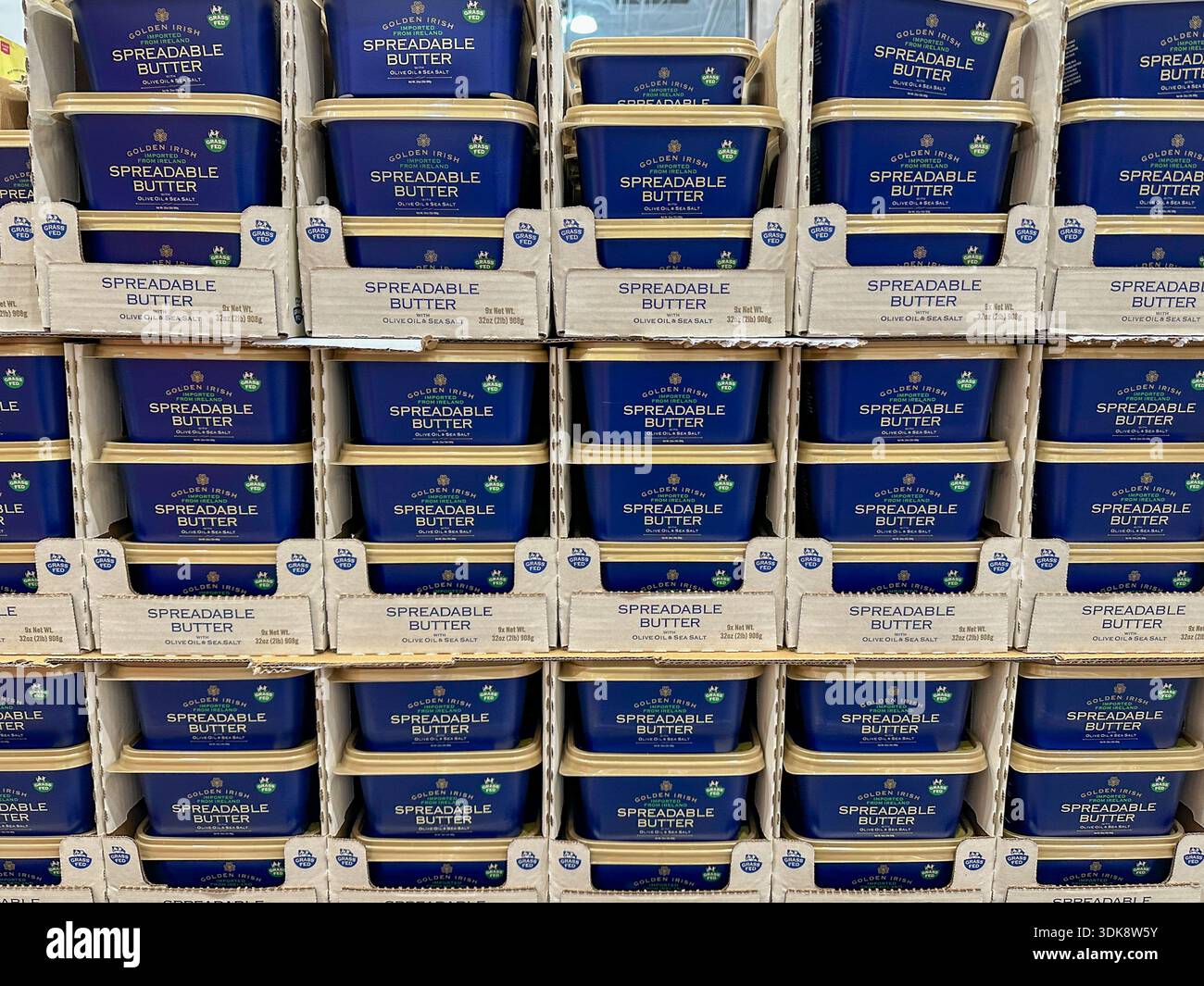 Golden Irish Imported Spreadable Butter containers for sale in a Costco store. Merrillville, IN USA - January 29, 2026 - Smartphone Captured Stock Image