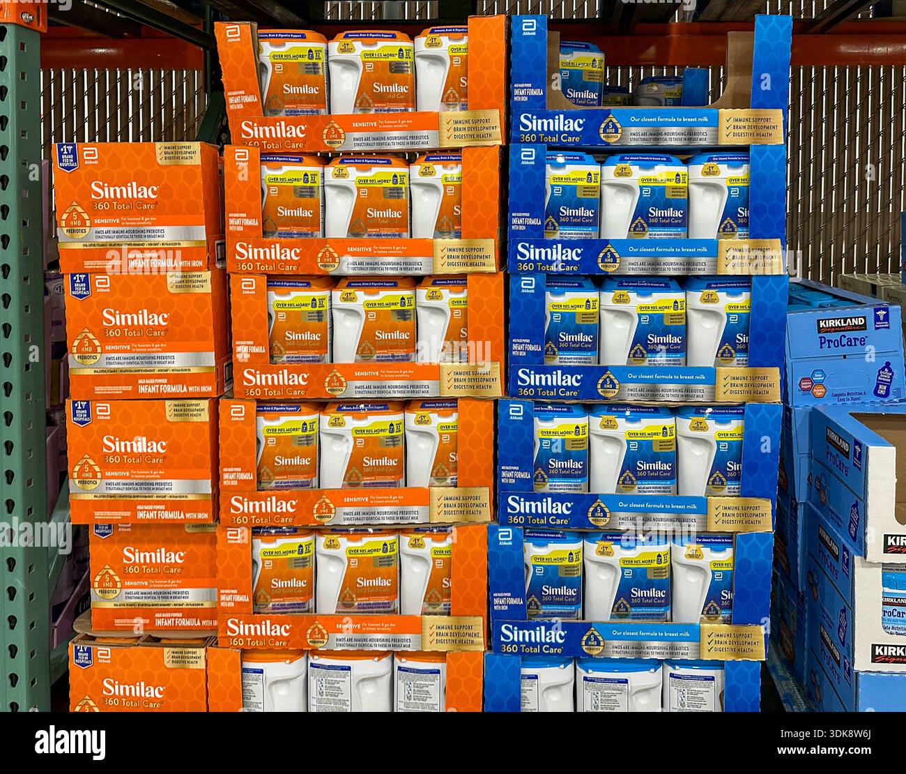 Containers of Similac Infant Formula at a wholesale store. Merrillville, IN USA - January 29, 2026 - Smartphone Captured Stock Image