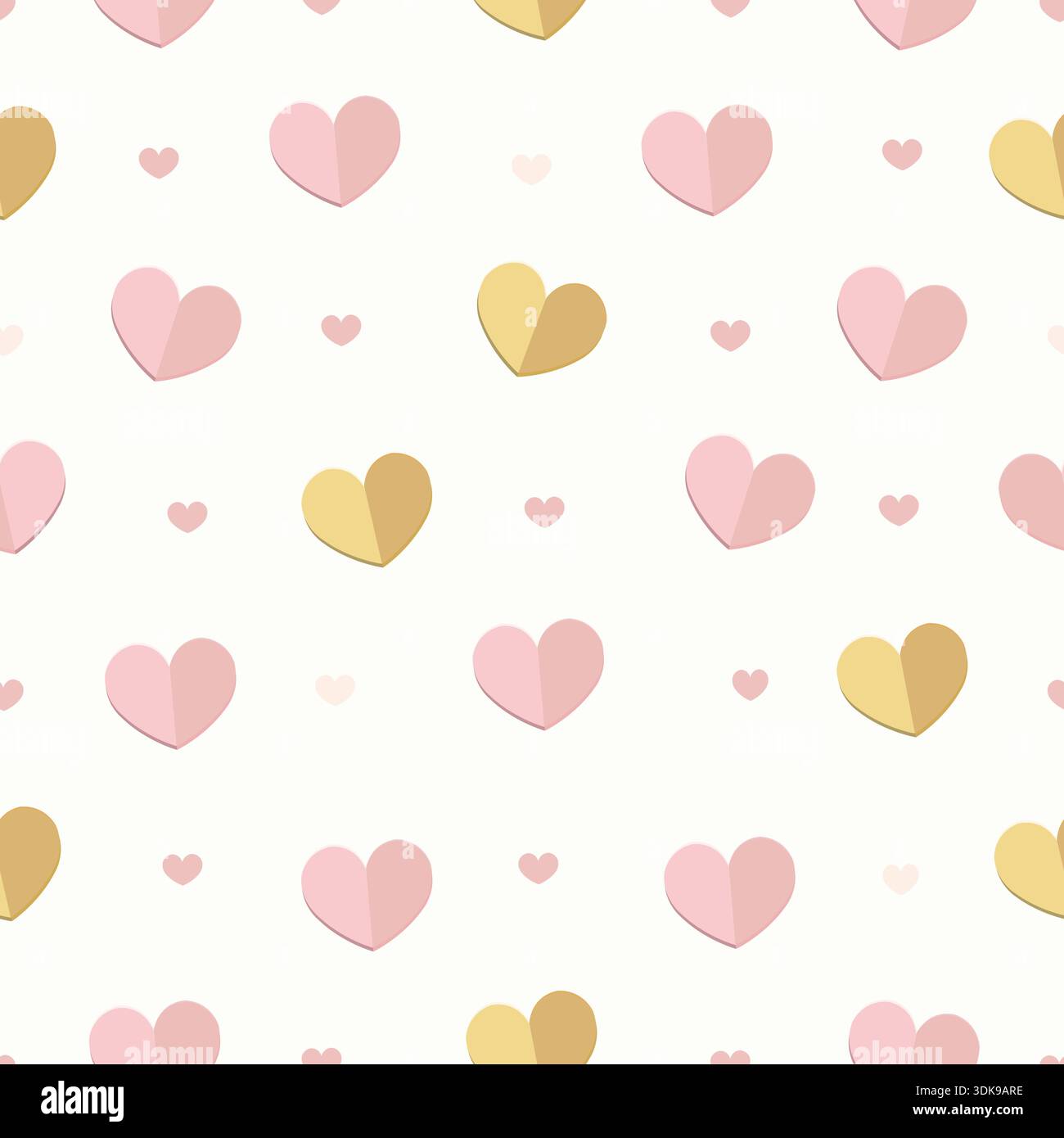 Pink and yellow hearts. Seamless fabric design pattern Stock Vector