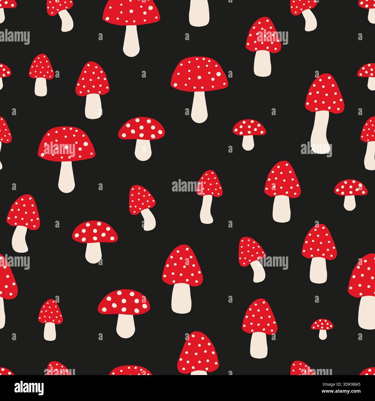 Cute mushrooms seamless fabric design pattern Stock Vector